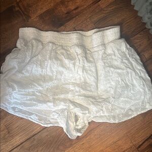 Le Lis White Textured Shorts